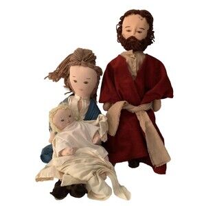 Handmade Holy Family Nativity  Dolls Joseph Mary Baby Jesus Clothes Blanket READ